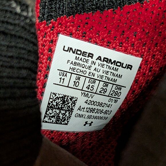 Under Armour Curry 4 Men\'s 11 Red Rogue Black Gum Basketball Shoes 1298306-603